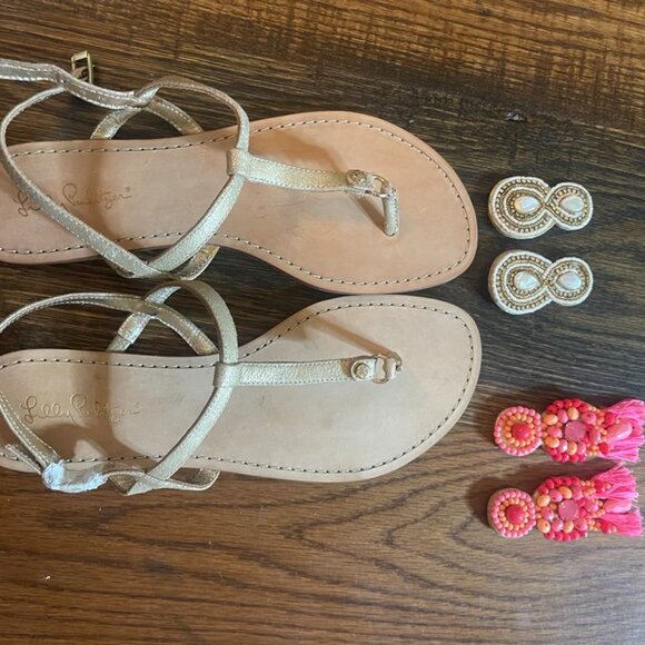 New Lilly Pulitzer Island Sandals with 2 different embellishments, Sz 9.5 & 10 - Picture 4 of 7